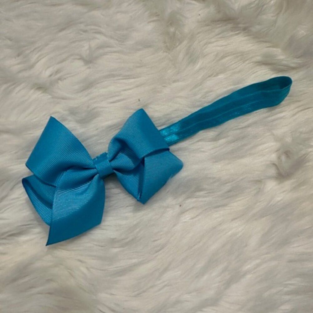 Aqua 4" Boutique Bow on FOE Headband   7490  handmade boutique